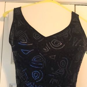 Tahari Navy blue gown with sequined jacket